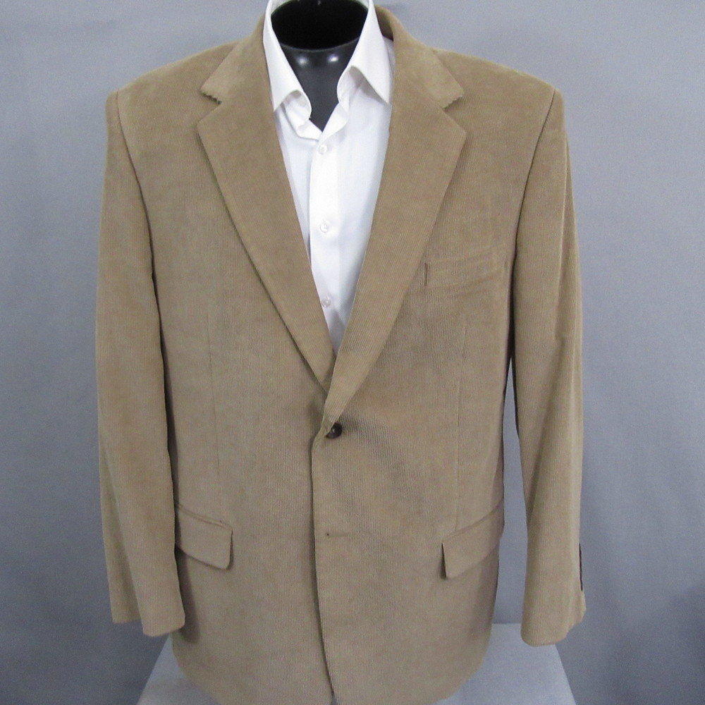 Joseph Feiss Mens Sport‎ Coat 46L Tan Corduroy Blazer Jacket Single Vent